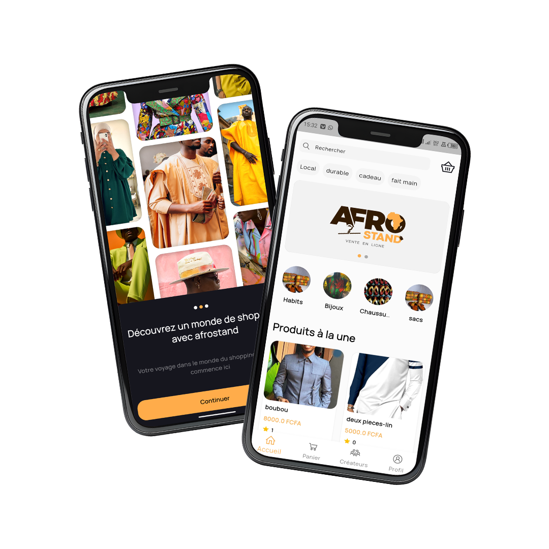 Interface de l'application Afrostand